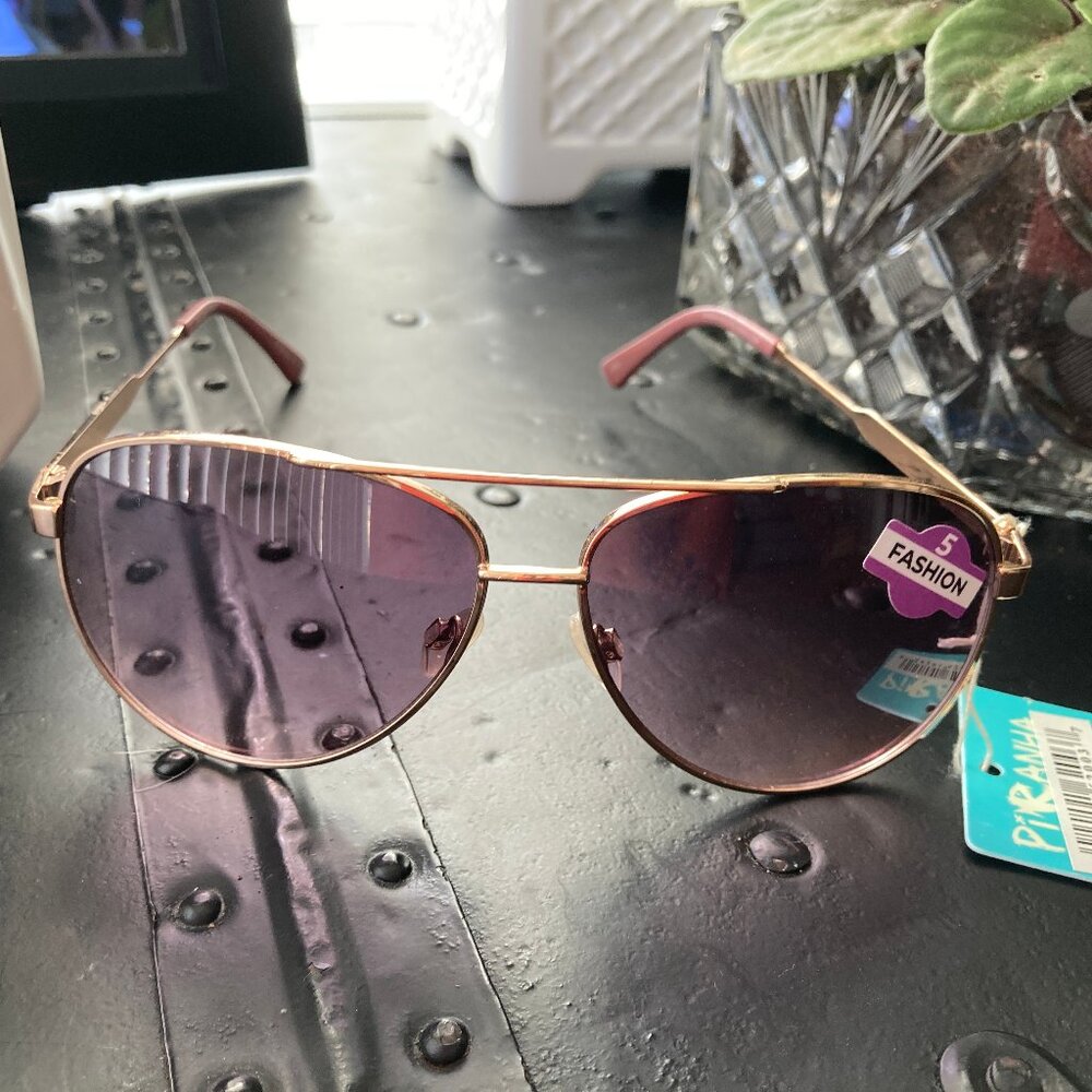 Piranha Mauve Pink Gold Sparkles Aviator Style Sunglasses